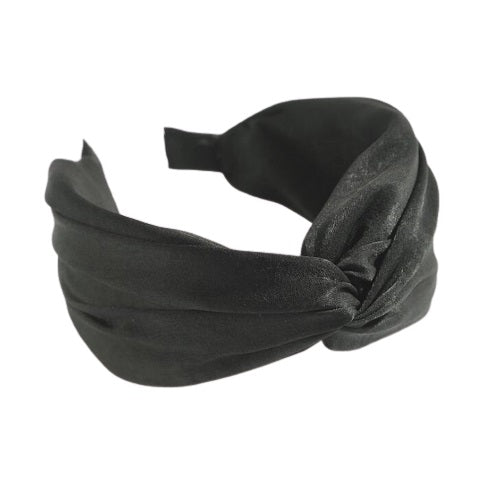 Serre tête Tissu noir turban effet velouté