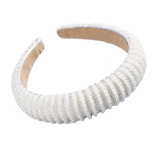 Serre tête perles strass en blanc - Antarès