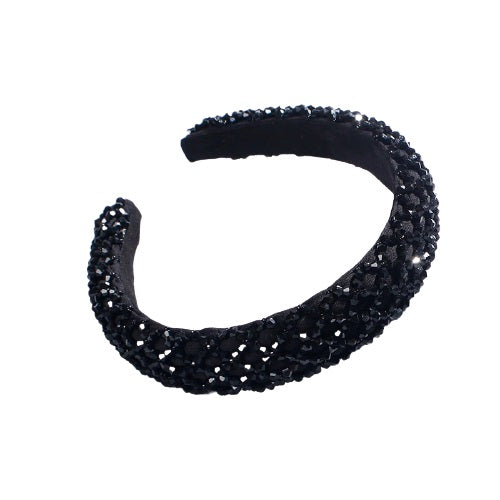 Serre tête perles strass noir - Adhara