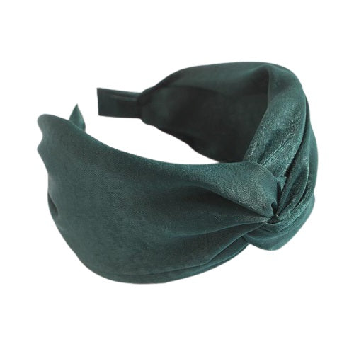 Serre tête Tissu vert émeraude effet velouté